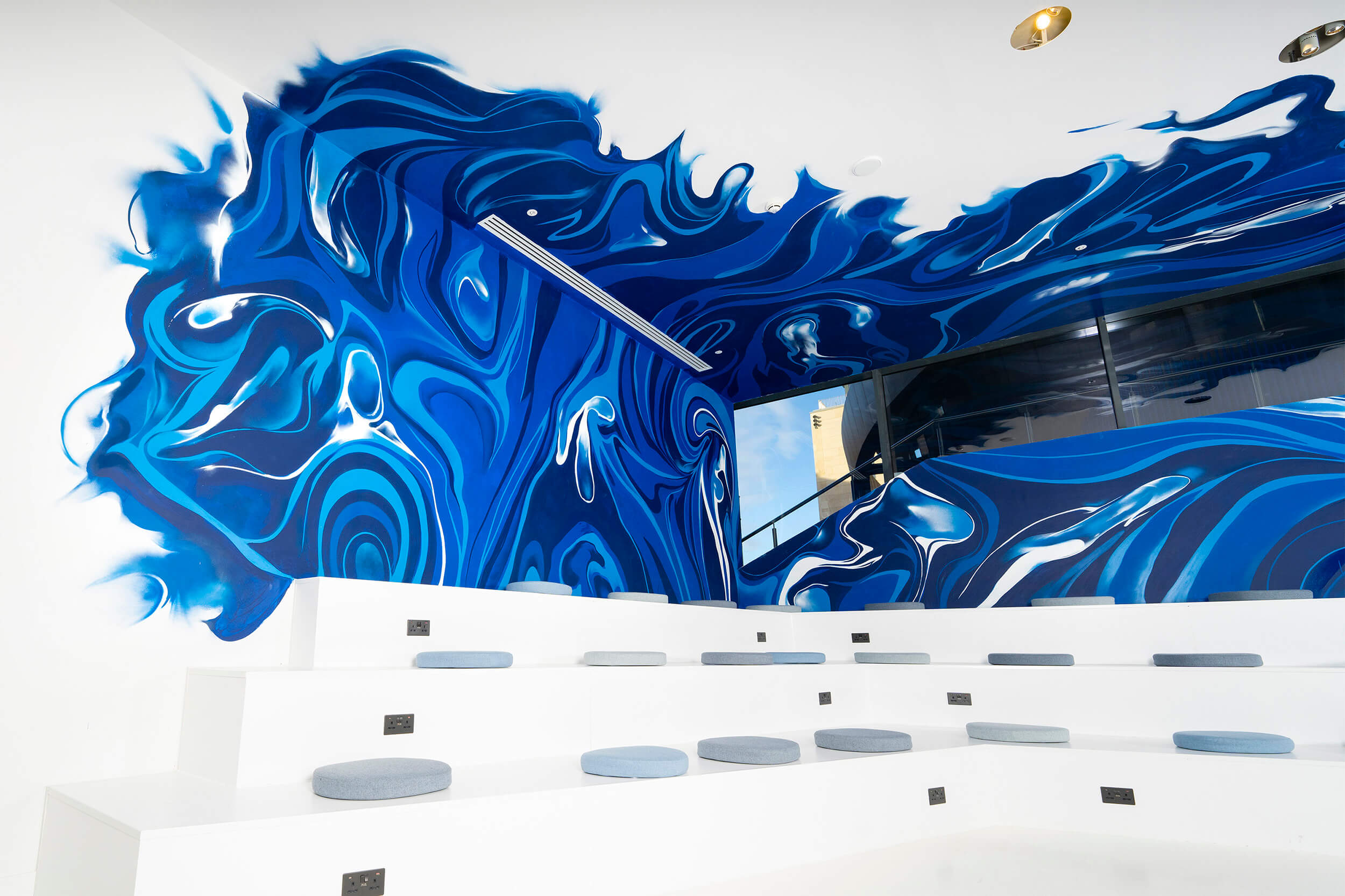 Craig Black x W Edinburgh Hotel_Acrylic Fusion Mural_Blue Lobby